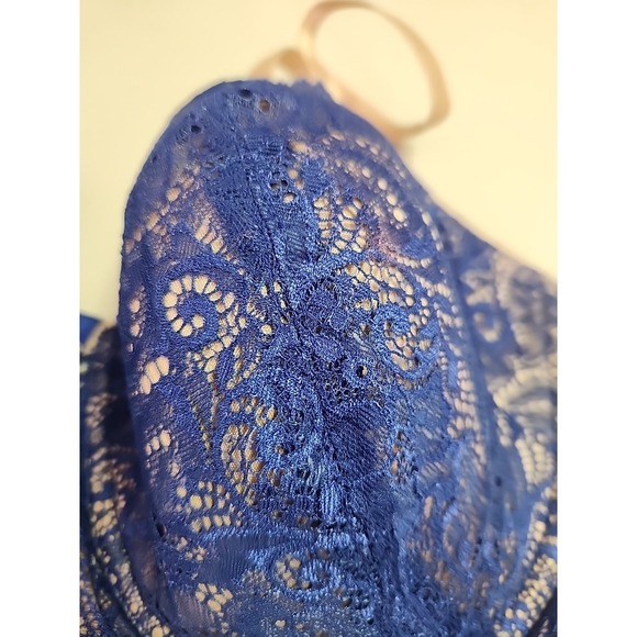 THIRDLOVE 24/7 Lace Balconette Bra in Blue, Womens Size 38E /38DD Sexy Coquette - Picture 4 of 8